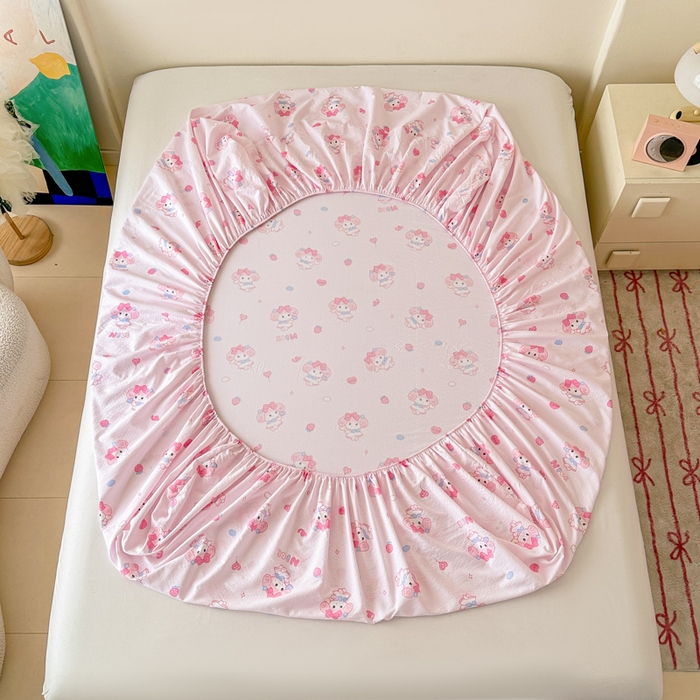 91家纺网 家纺一手货源 找家纺 温眠家纺 2025春夏新款云感棉双层纱床笠单床笠枕套三件套场景二 莓乐蒂