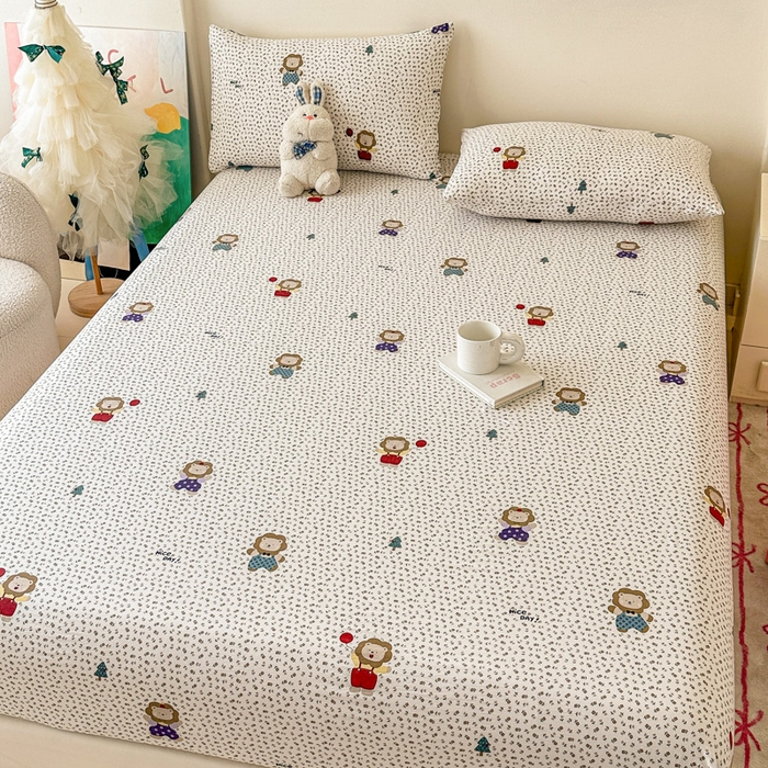 91家纺网 家纺一手货源 找家纺 温眠家纺 2025春夏新款云感棉双层纱床笠单床笠枕套三件套场景二 甜茶