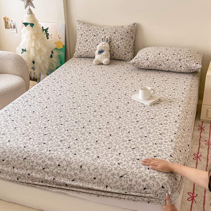 温眠家纺 2025春夏新款云感棉双层纱床笠单床笠枕套三件套场景二 兔与晚风