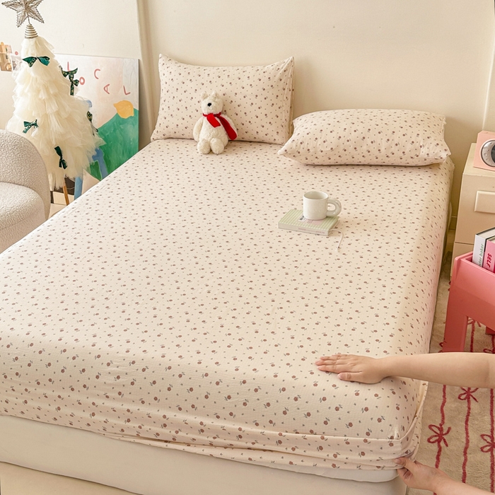 温眠家纺 2025春夏新款云感棉双层纱床笠单床笠枕套三件套场景二 旧梦难续