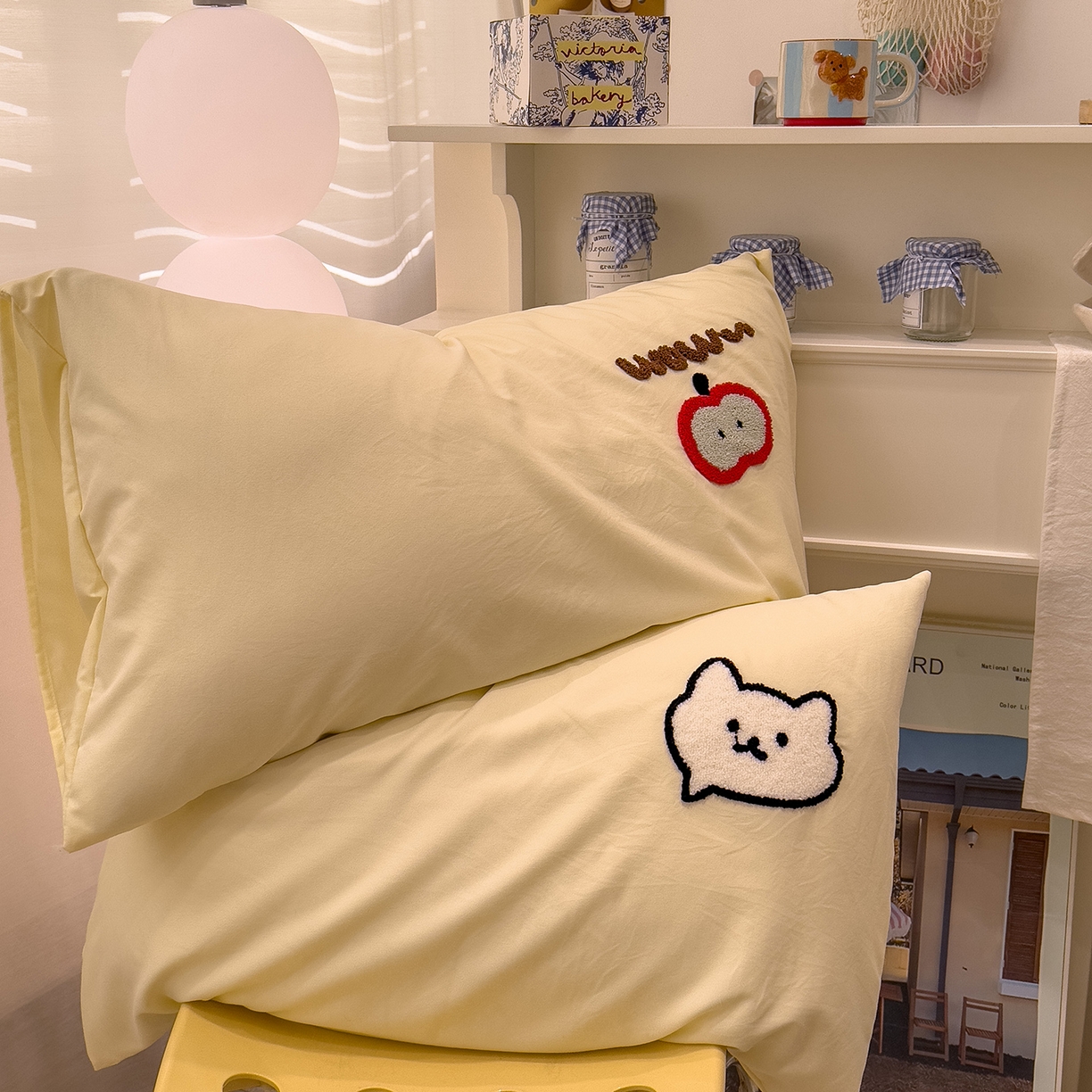 91家纺网 家纺一手货源 找家纺 曼谷家纺 2026新款卡通水洗棉毛巾绣四件套被套 小鱼喵喵酱-芝士咖条