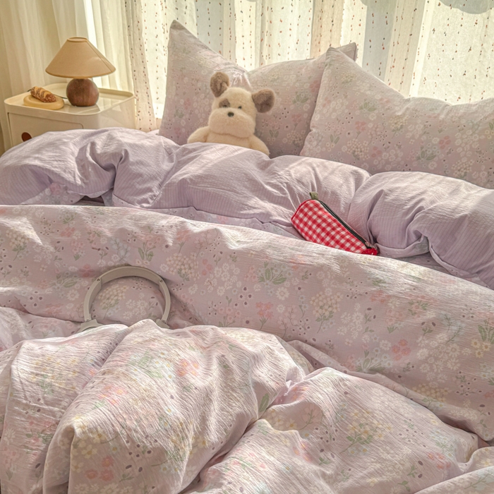 91家纺网 家纺一手货源 找家纺 温眠家纺 2025新款云感针织双层纱四件套-第二波 夕颜