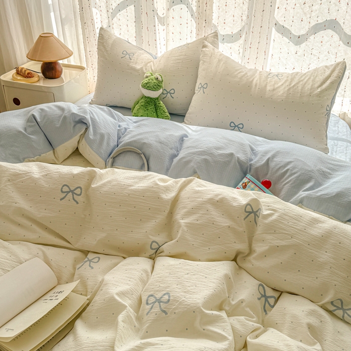 91家纺网 家纺一手货源 找家纺 （总）温眠家纺 2025新款云感针织双层纱四件套-第二波