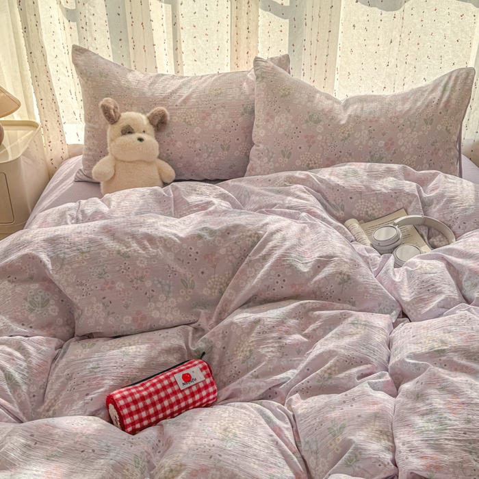 91家纺网 家纺一手货源 找家纺 温眠家纺 2025新款云感针织双层纱四件套-第二波 夕颜