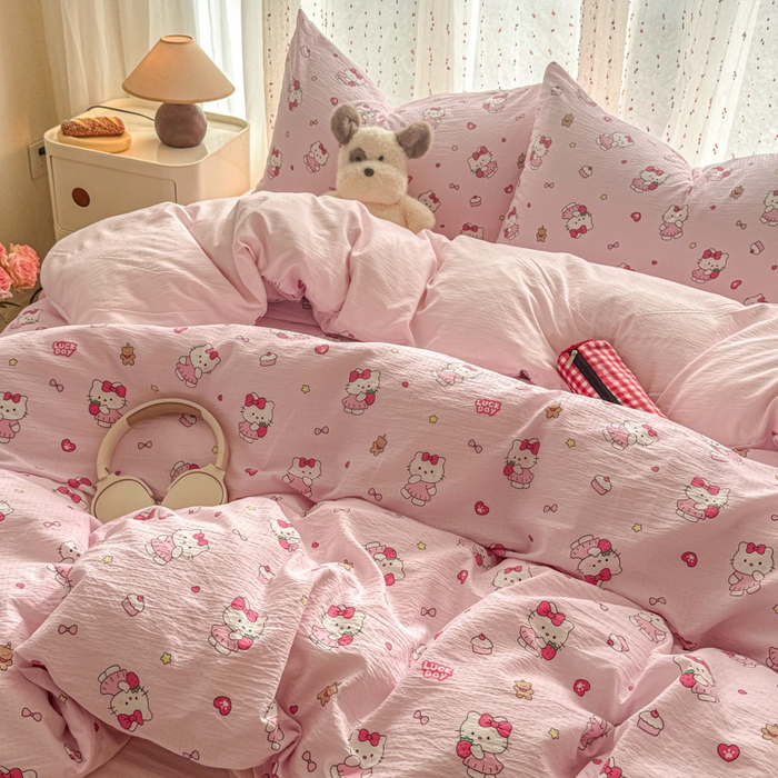 91家纺网 家纺一手货源 找家纺 温眠家纺 2025新款云感针织双层纱四件套-第二波 喵喵酱