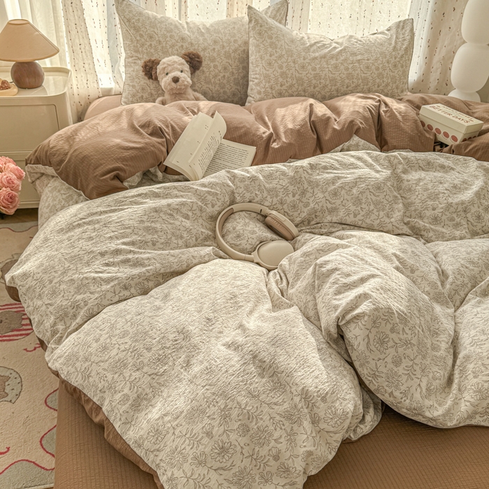 91家纺网 家纺一手货源 找家纺 温眠家纺 2025新款云感针织双层纱四件套-第二波 长青藤