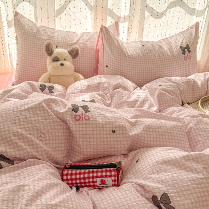 91家纺网 家纺一手货源 找家纺 温眠家纺 2025新款云感针织双层纱四件套-第二波 少女日记