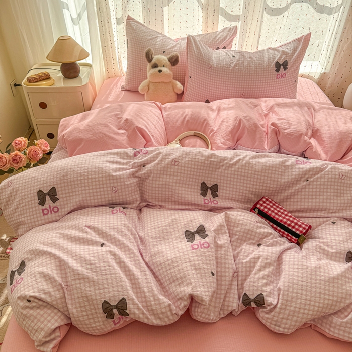 91家纺网 家纺一手货源 找家纺 温眠家纺 2025新款云感针织双层纱四件套-第二波 少女日记