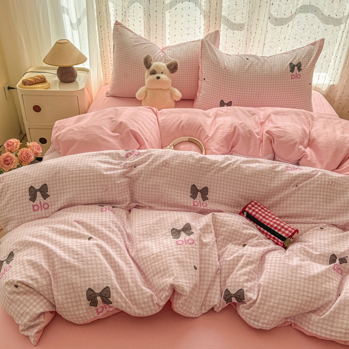 91家纺网 家纺一手货源 找家纺 温眠家纺 2025新款云感针织双层纱四件套-第二波 少女日记