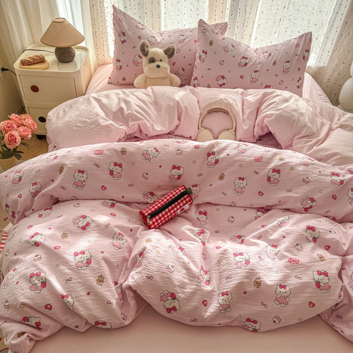 91家纺网 家纺一手货源 找家纺 温眠家纺 2025新款云感针织双层纱四件套-第二波 喵喵酱