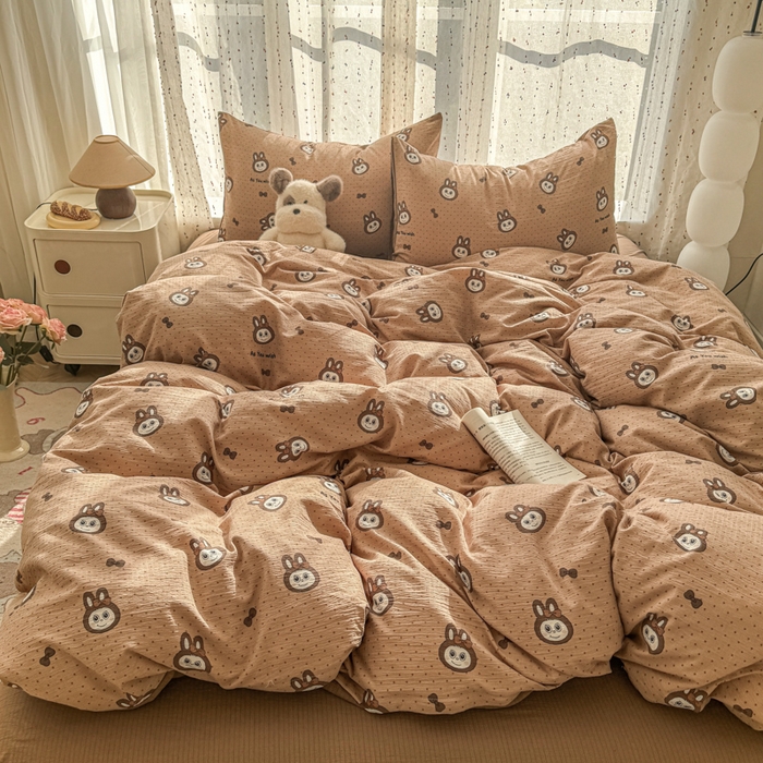 温眠家纺 2025新款云感针织双层纱四件套-第二波 咖啡布布