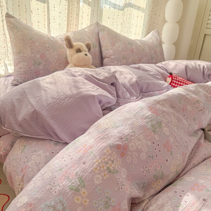 91家纺网 家纺一手货源 找家纺 温眠家纺 2025新款云感针织双层纱四件套-第二波 夕颜