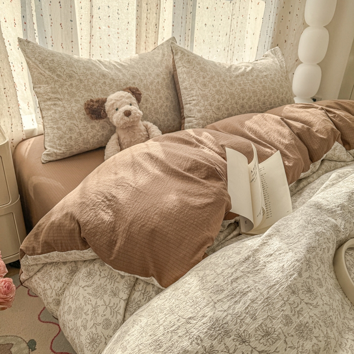 91家纺网 家纺一手货源 找家纺 温眠家纺 2025新款云感针织双层纱四件套-第二波 长青藤