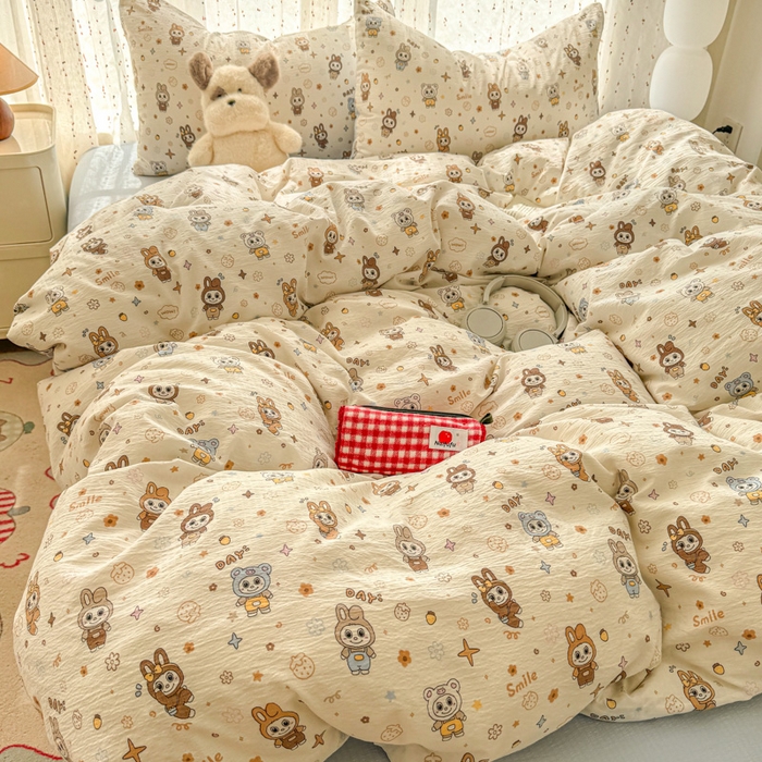 91家纺网 家纺一手货源 找家纺 温眠家纺 2025新款云感针织双层纱四件套-第二波 涂鸦布布