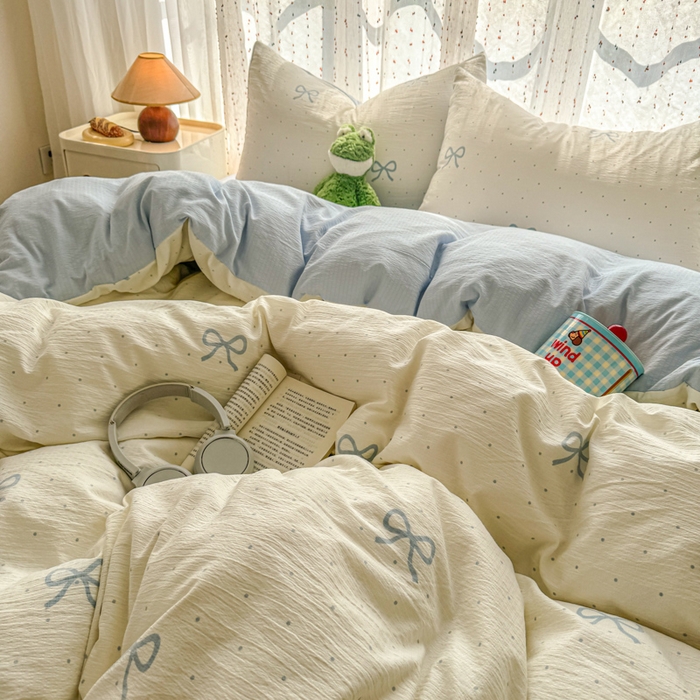 91家纺网 家纺一手货源 找家纺 温眠家纺 2025新款云感针织双层纱四件套-第二波 薄荷奶盖