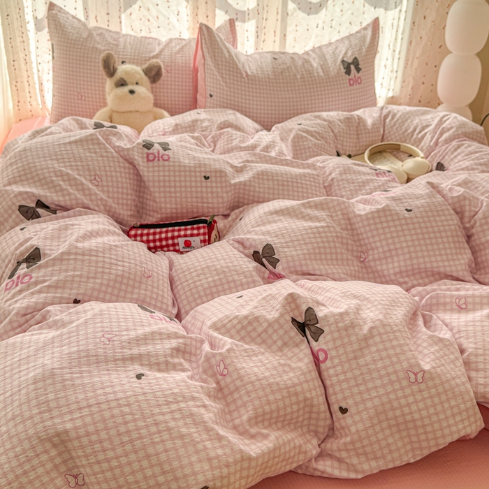 91家纺网 家纺一手货源 找家纺 温眠家纺 2025新款云感针织双层纱四件套-第二波 少女日记