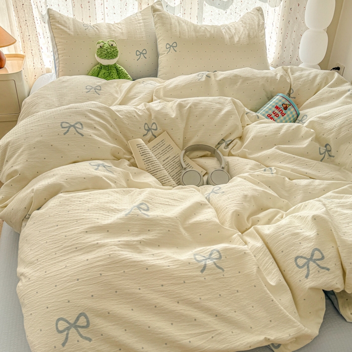 91家纺网 家纺一手货源 找家纺 温眠家纺 2025新款云感针织双层纱四件套-第二波 薄荷奶盖