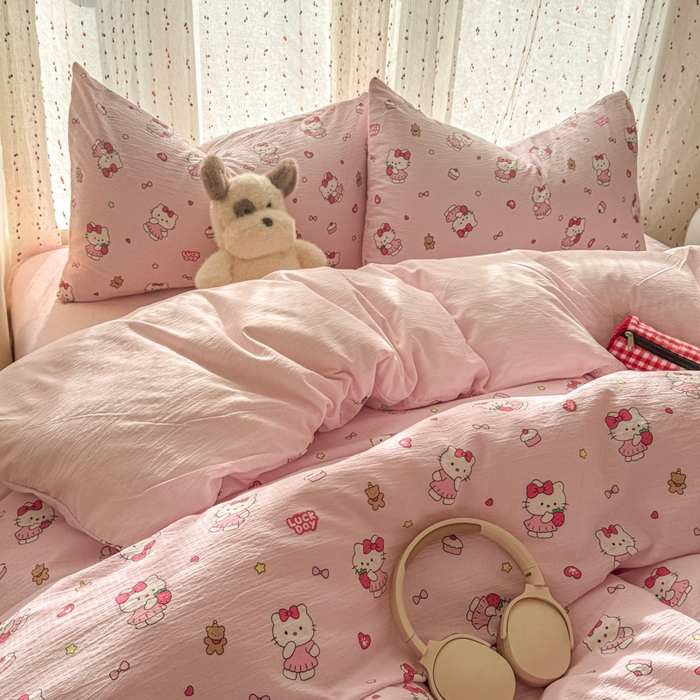 91家纺网 家纺一手货源 找家纺 温眠家纺 2025新款云感针织双层纱四件套-第二波 喵喵酱