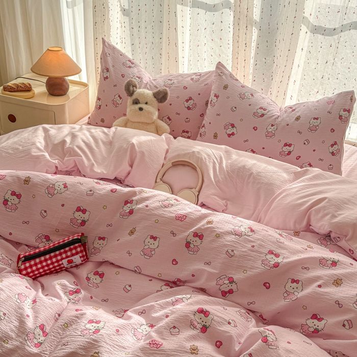 91家纺网 家纺一手货源 找家纺 温眠家纺 2025新款云感针织双层纱四件套-第二波 喵喵酱