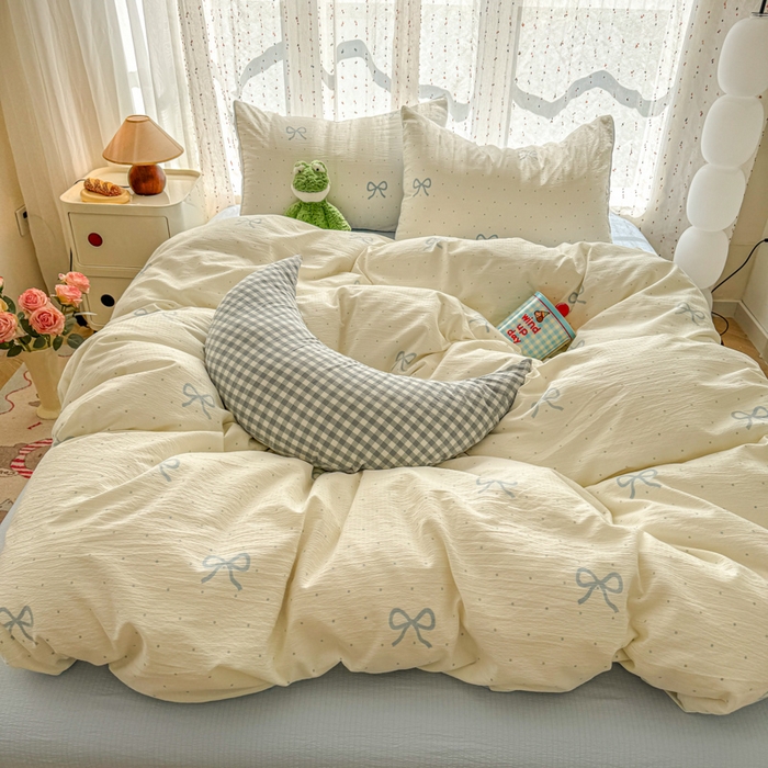 温眠家纺 2025新款云感针织双层纱四件套-第二波 薄荷奶盖