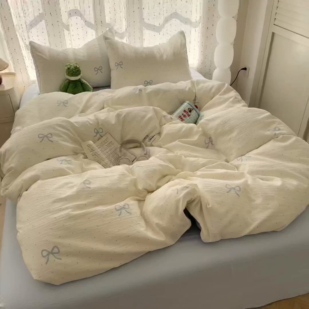 91家纺网 家纺一手货源 找家纺 （总）温眠家纺 2025新款云感针织双层纱四件套-第二波