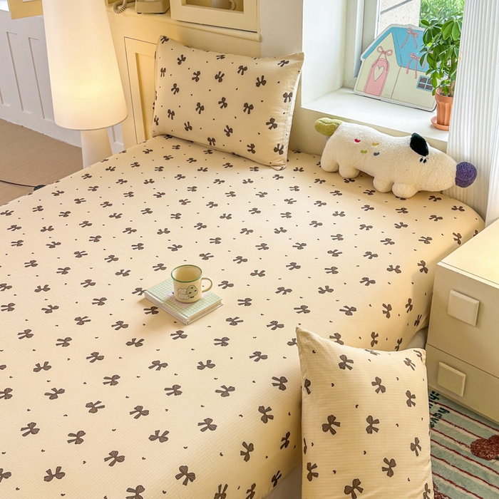 91家纺网 家纺一手货源 找家纺 温眠家纺 2025新款云感皱皱双层纱床笠 时光