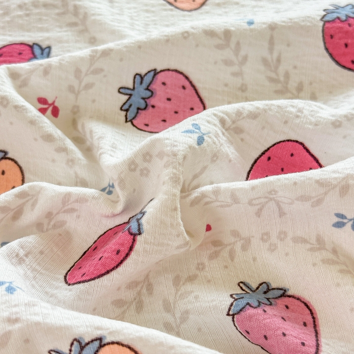 91家纺网 家纺一手货源 找家纺 温眠家纺 2025新款云感皱皱双层纱床笠 芝芝莓莓