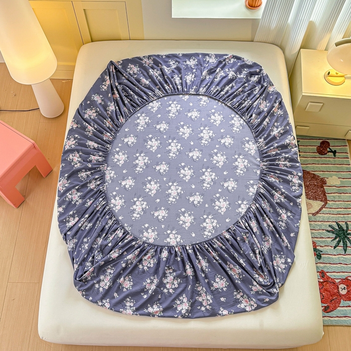 91家纺网 家纺一手货源 找家纺 温眠家纺 2025新款云感皱皱双层纱床笠 花簇