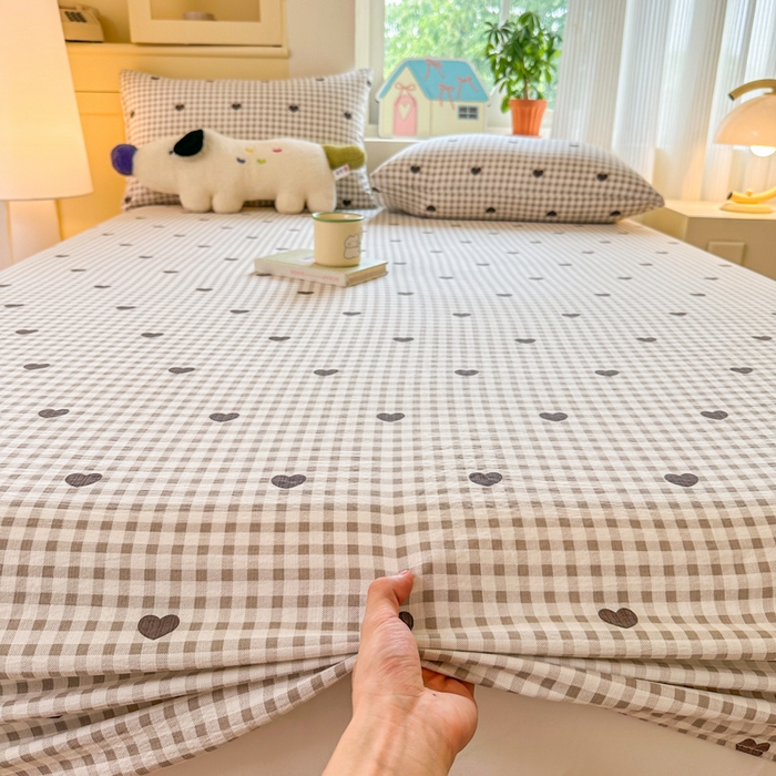 91家纺网 家纺一手货源 找家纺 温眠家纺 2025新款云感皱皱双层纱床笠 心格