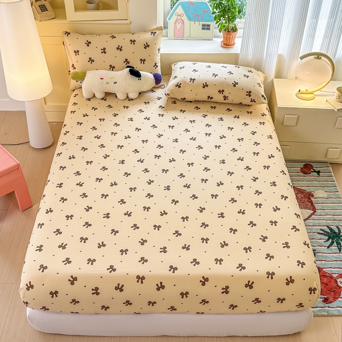 91家纺网 家纺一手货源 找家纺 温眠家纺 2025新款云感皱皱双层纱床笠 时光