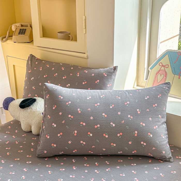 91家纺网 家纺一手货源 找家纺 温眠家纺 2025新款云感皱皱双层纱床笠 春樱