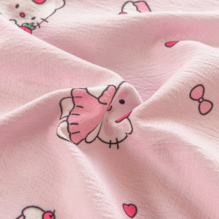 91家纺网 家纺一手货源 找家纺 温眠家纺 2025新款云感皱皱双层纱床笠 喵喵酱