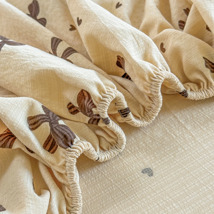 91家纺网 家纺一手货源 找家纺 温眠家纺 2025新款云感皱皱双层纱床笠 时光