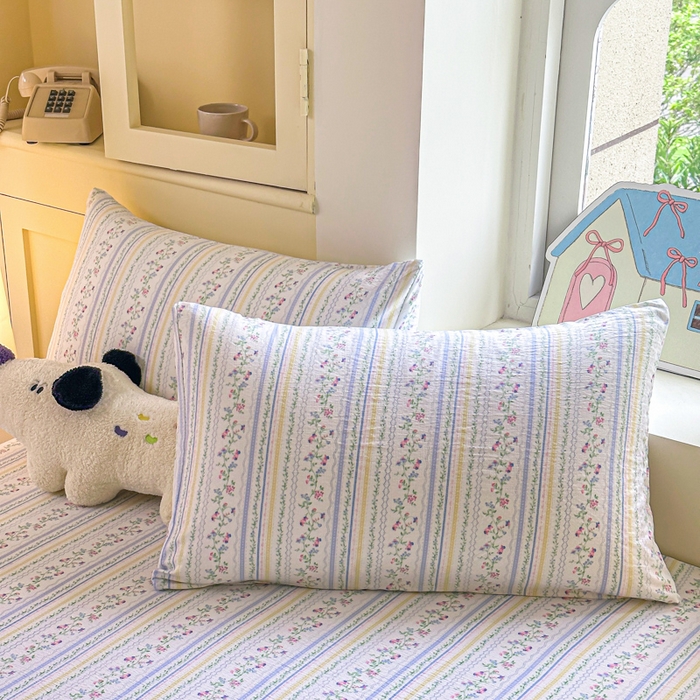 91家纺网 家纺一手货源 找家纺 温眠家纺 2025新款云感皱皱双层纱床笠 洛克庄园