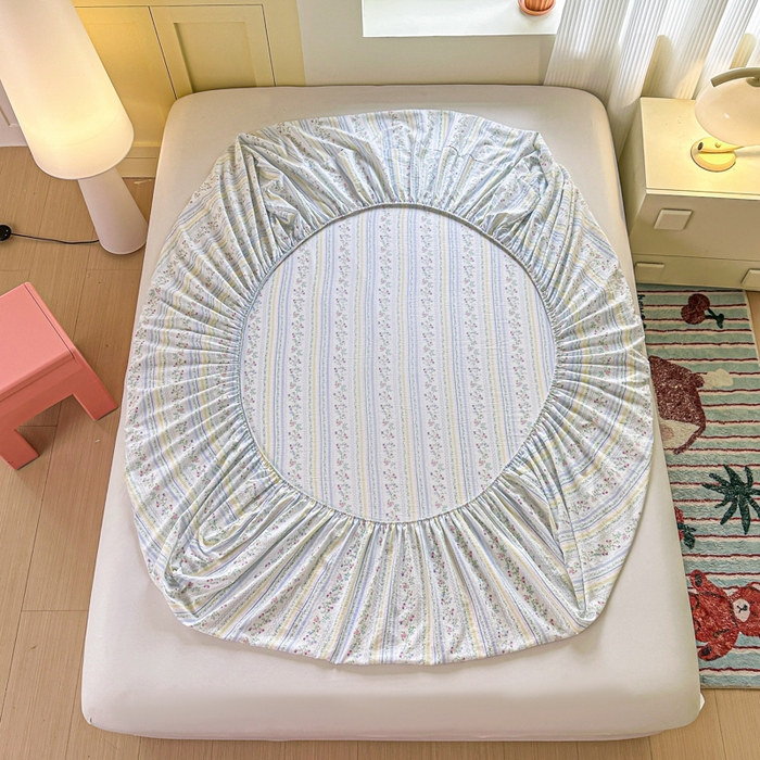 91家纺网 家纺一手货源 找家纺 温眠家纺 2025新款云感皱皱双层纱床笠 洛克庄园