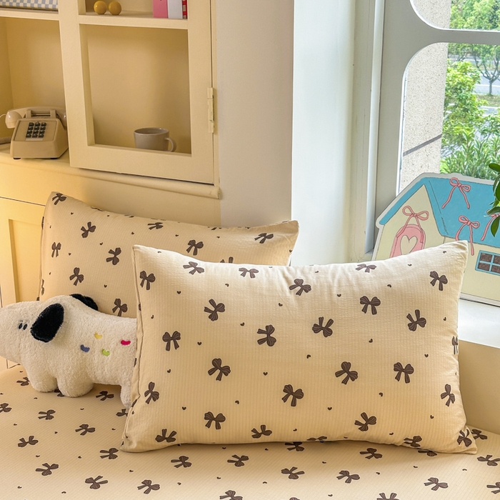 91家纺网 家纺一手货源 找家纺 温眠家纺 2025新款云感皱皱双层纱床笠 时光