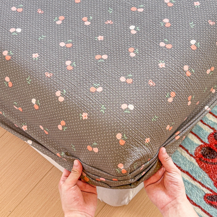 91家纺网 家纺一手货源 找家纺 温眠家纺 2025新款云感皱皱双层纱床笠 春樱