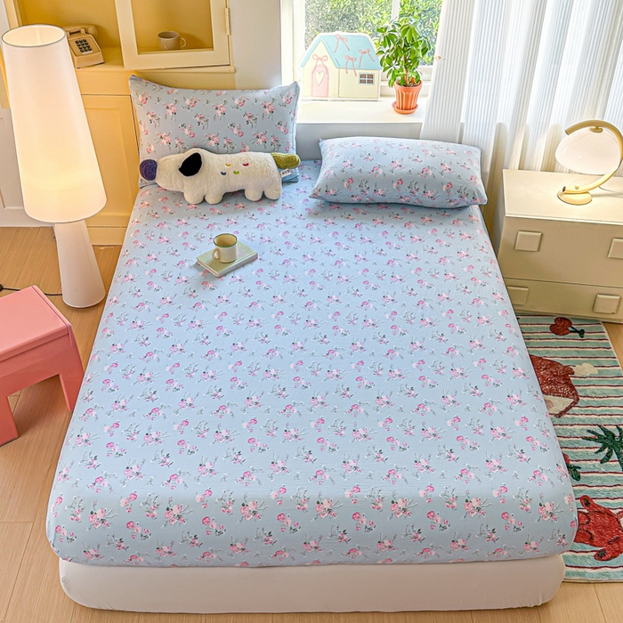 91家纺网 家纺一手货源 找家纺 （总）温眠家纺 2025新款云感皱皱双层纱床笠