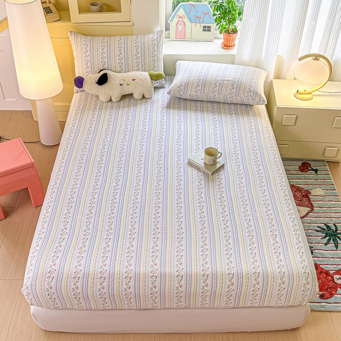 温眠家纺 2025新款云感皱皱双层纱床笠 洛克庄园