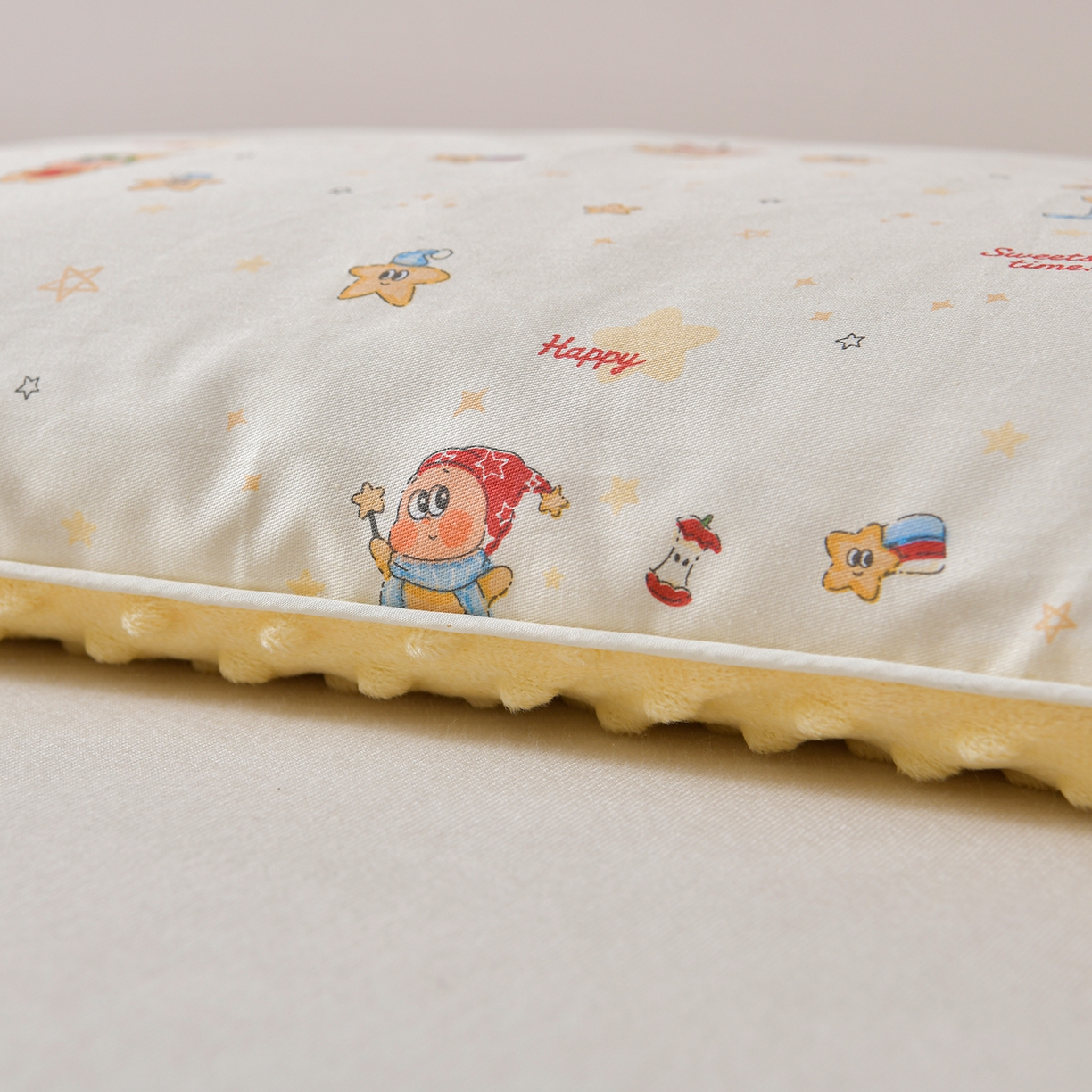 91家纺网 家纺一手货源 找家纺 铺尚美家纺 2026新款纯棉+豆豆绒棉花枕枕头枕芯 儿童枕芯 学生枕 星星萌娃