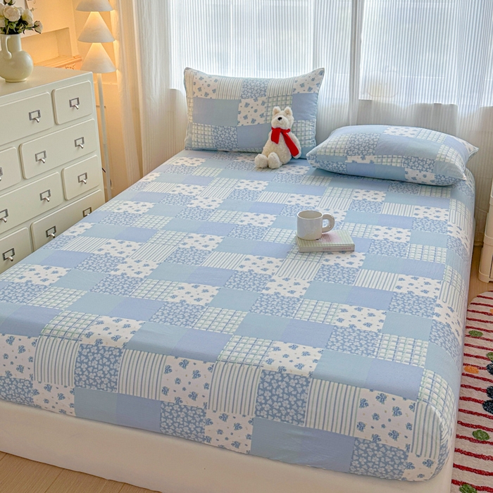 91家纺网 家纺一手货源 找家纺 （总）温眠家纺 2025新款高克重云感双层纱床笠三件套学生床二件套床笠单品