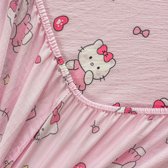 91家纺网 家纺一手货源 找家纺 温眠家纺 2025新款云感皱皱双层纱床笠 喵喵酱