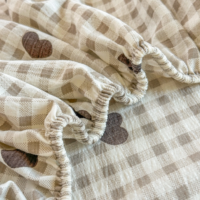 91家纺网 家纺一手货源 找家纺 温眠家纺 2025新款云感皱皱双层纱床笠 心格