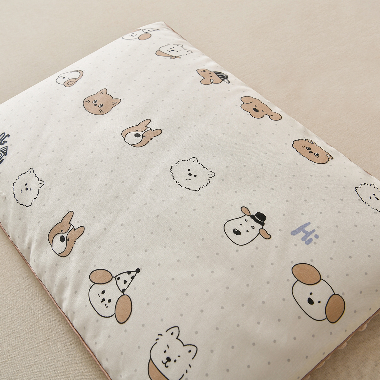 91家纺网 家纺一手货源 找家纺 铺尚美家纺 2026新款纯棉+豆豆绒棉花枕枕头枕芯 儿童枕芯 学生枕 简笔小汪