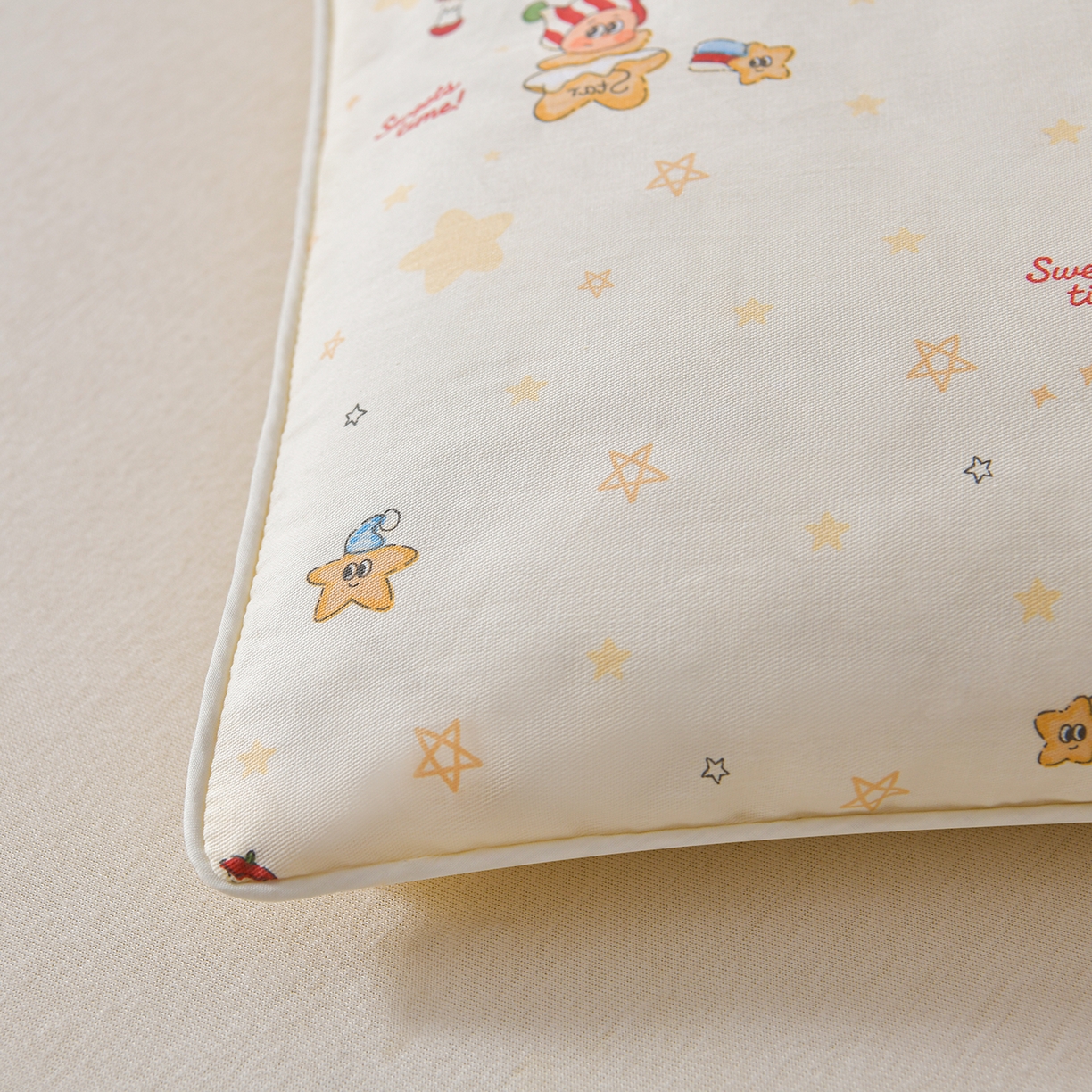 91家纺网 家纺一手货源 找家纺 铺尚美家纺 2026新款纯棉+豆豆绒棉花枕枕头枕芯 儿童枕芯 学生枕 星星萌娃