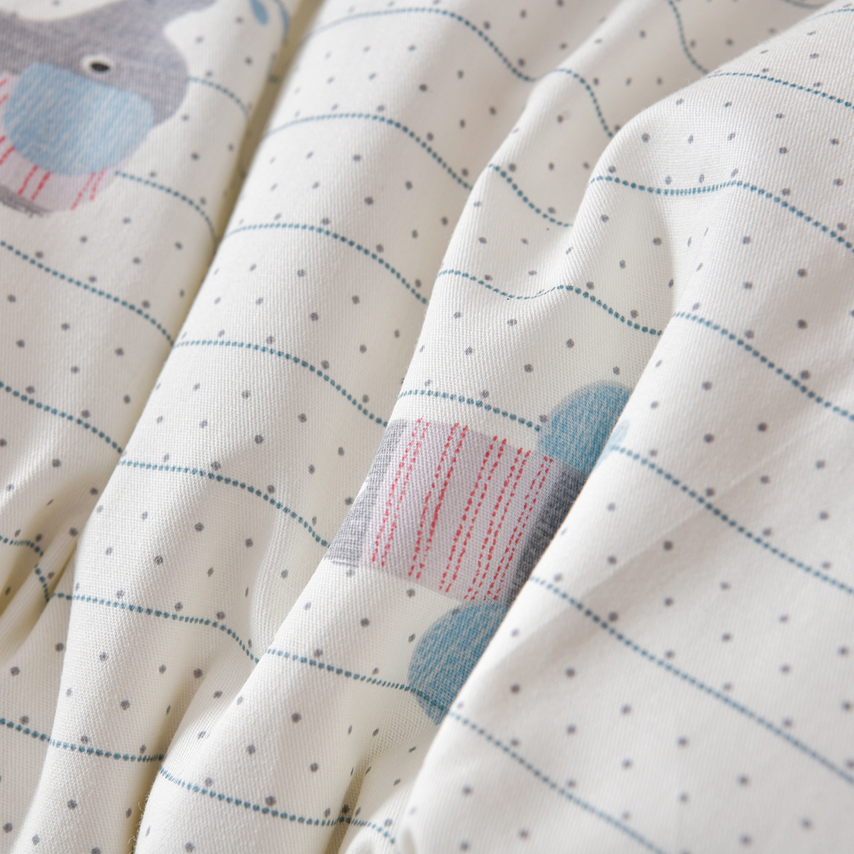 91家纺网 家纺一手货源 找家纺 铺尚美家纺 2026新款纯棉+豆豆绒棉花枕枕头枕芯 儿童枕芯 学生枕 星星小象蓝