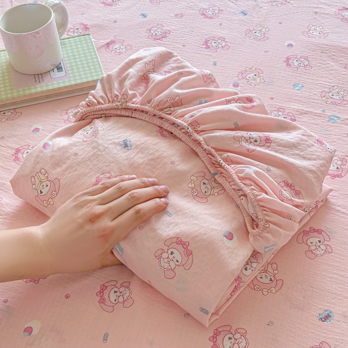 91家纺网 家纺一手货源 找家纺 （总）温眠家纺 2025新款高克重云感双层纱床笠三件套学生床二件套床笠单品