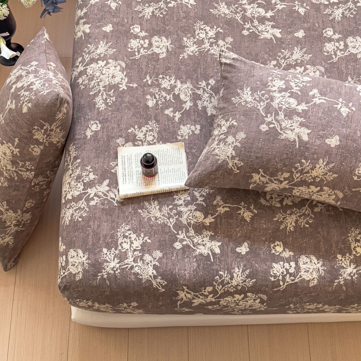 91家纺网 家纺一手货源 找家纺 温眠家纺 2025新款双层纱单件床笠床单 月华绣影