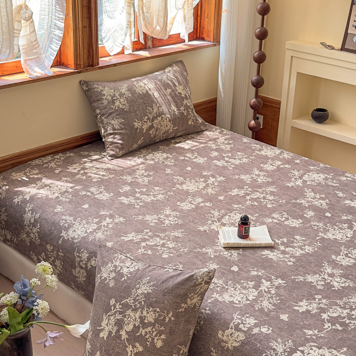 91家纺网 家纺一手货源 找家纺 温眠家纺 2025新款双层纱单件床笠床单 月华绣影