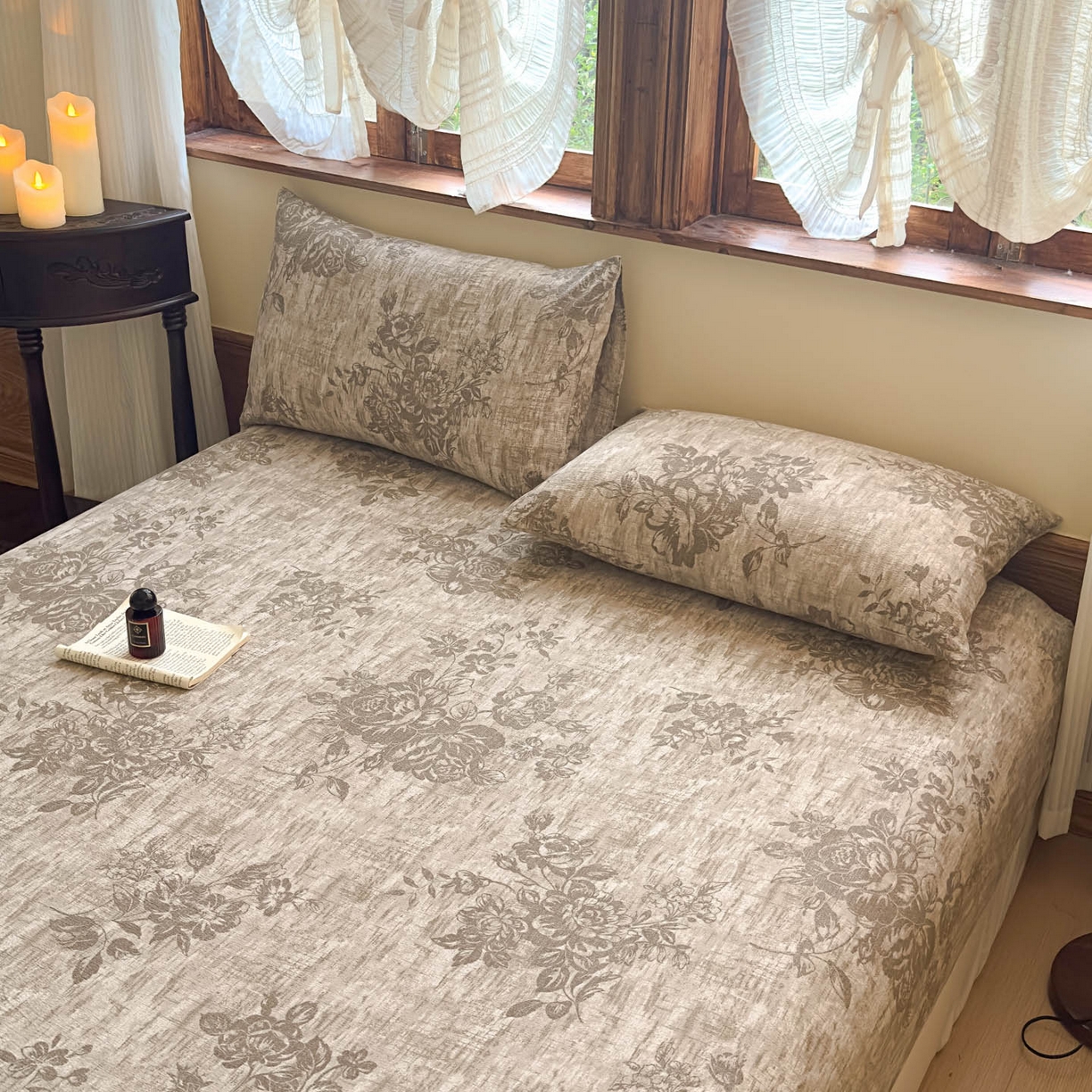 91家纺网 家纺一手货源 找家纺 温眠家纺 2025新款双层纱单件床笠床单 枯木生花